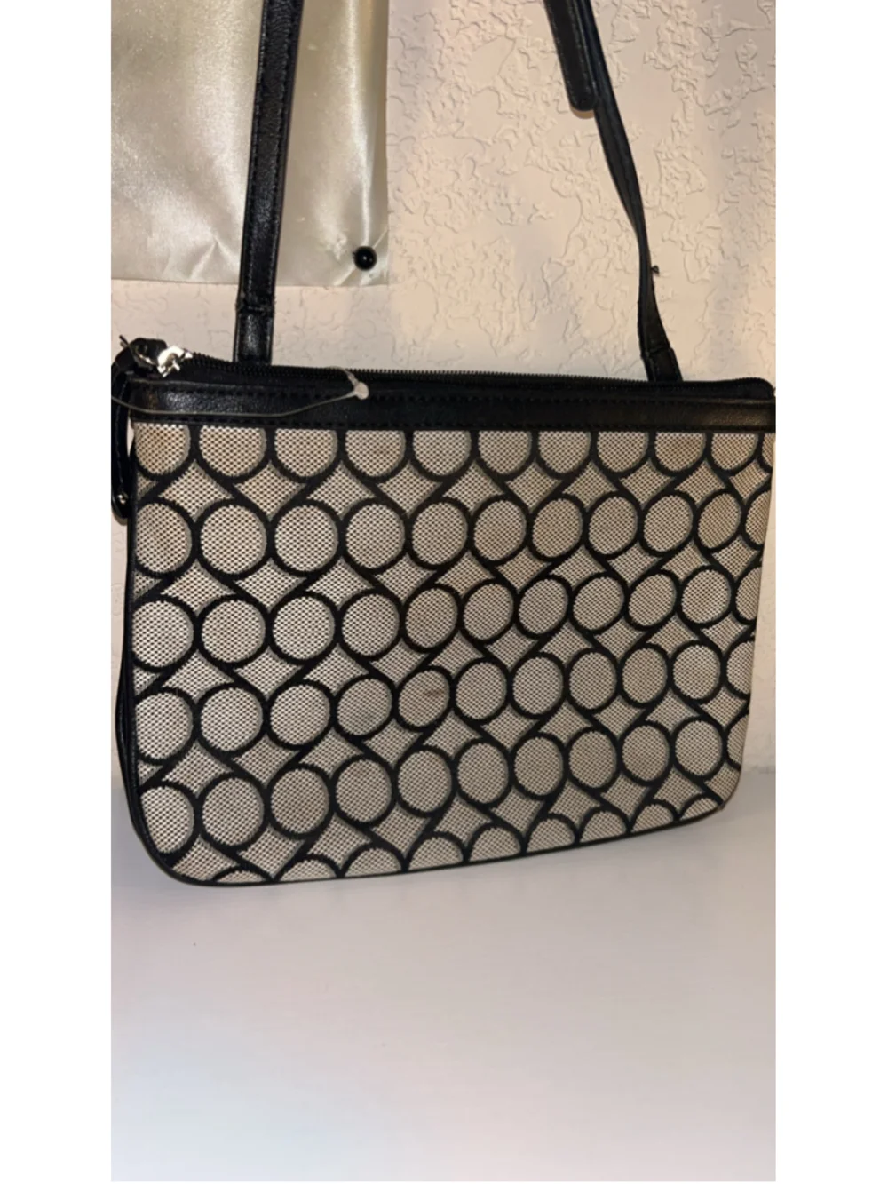 Women's Nine West Shoulder Bag One Size Black Silver Studded Patchwork